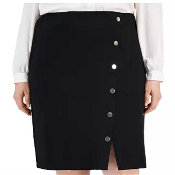 Kasper Plus Size Snap-Embellished Pencil Skirt - Picture 2 of 7